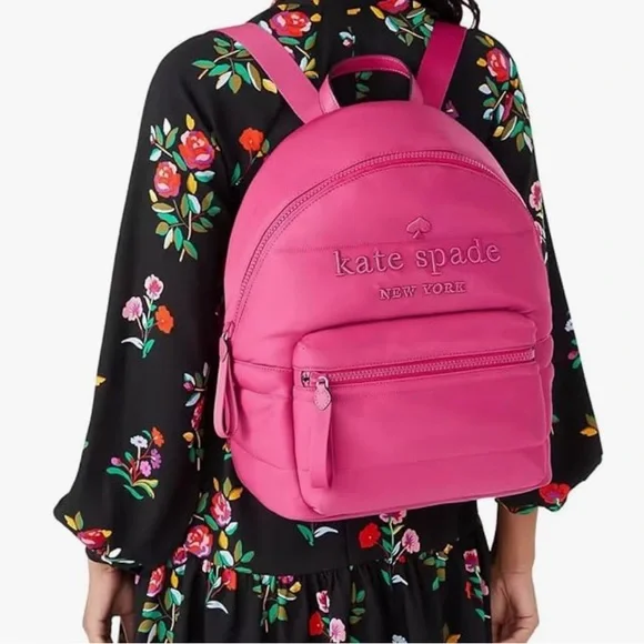 NWT Kate Spade New York Ella Large Puffy Backpack Embroidered Logo Pink bag Kate Spade New York Ella Mini Top Zip Tote Crossbody Bikini  main image 2